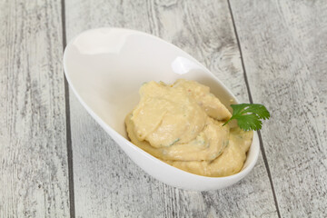 Hummus snack with olive oil