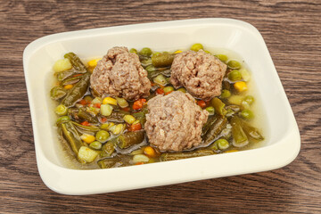 Soup with vegetables and meat balls