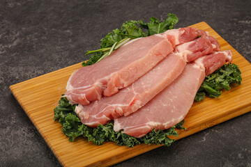 Raw pork steak for cooking