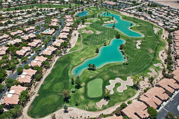 Golf Course with water and palm trees