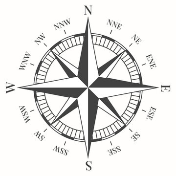 Compass rose. Marine navigation symbol isolated on white background. Vector eps.