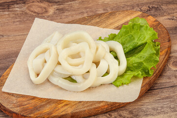 Raw squid rings for cooking