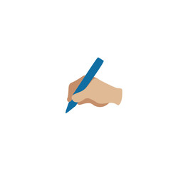 Writing hand emoji gesture vector isolated icon illustration. Writing hand gesture icon