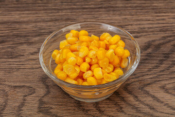 Sweet corn seeds in the bowl