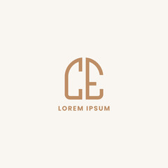 Simple, minimalist, and elegan geometric letter CE monogram logo with rounded style