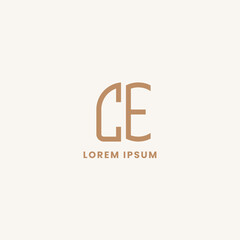 Simple, minimalist, and elegan geometric letter CE monogram logo with rounded style