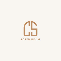 Fototapeta premium Simple, minimalist, and elegan geometric letter CS monogram logo with rounded style