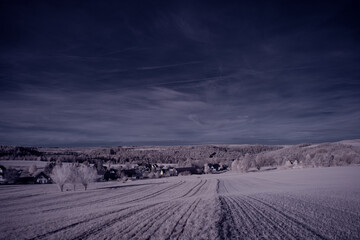 infrared photography - ir photo of landscape with tree under sky with clouds - the art of our world...
