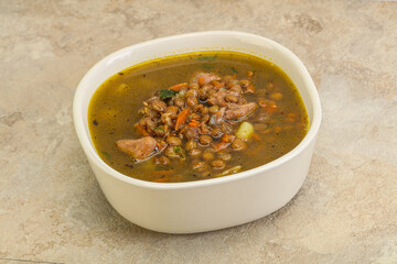 Lentil soup with chicken and vegetables