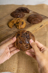 Fudgy Soft Baked Cookies in Rustic Decoration