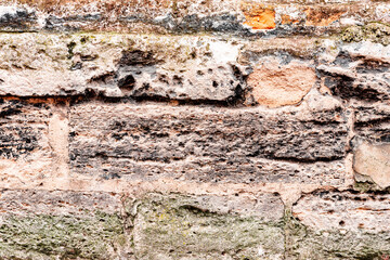 Texture of a brick wall with cracks and scratches which can be used as a background