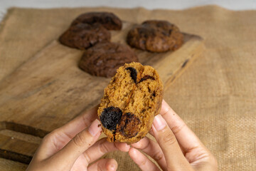 Fudgy Soft Baked Cookies in Rustic Decoration