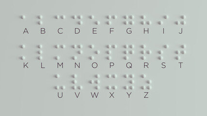 Braille Visually Impaired Writing System Symbol Formed out of White Spheres - obrazy, fototapety, plakaty