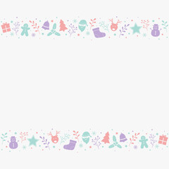 Christmas background with decorations. Xmas card with copyspace. Vector