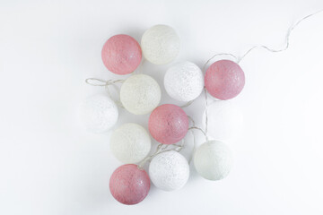 Christmas garland, in pastel colors, isolated on white background. Christmas background. Christmas and New Years concept. Copy space