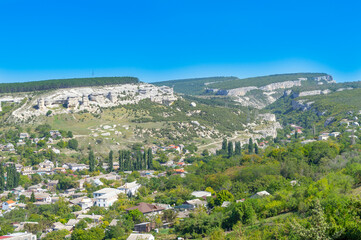Fototapeta na wymiar Crimea, Bakhchisaray. View of the old city from above