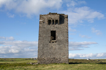 Abandoned signal tower on the edge of the seven heads cliffs, West Cork Ireland 