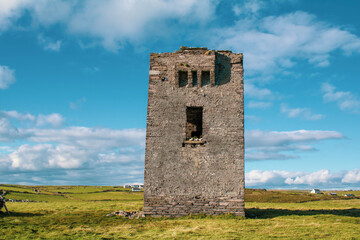 Abandoned signal tower on the edge of the seven heads cliffs, West Cork Ireland 