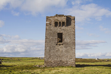 Abandoned signal tower on the edge of the seven heads cliffs, West Cork Ireland 