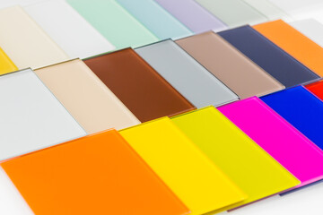 Colored glass material for interior finishing