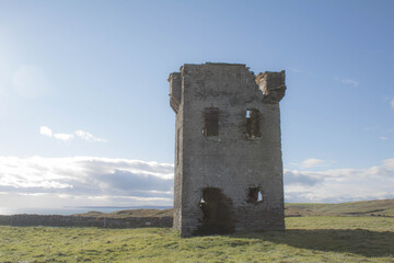 Abandoned signal tower on the edge of the seven heads cliffs, West Cork Ireland 