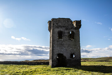 Abandoned signal tower on the edge of the seven heads cliffs, West Cork Ireland 