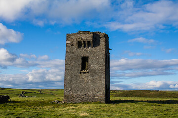 Abandoned signal tower on the edge of the seven heads cliffs, West Cork Ireland 