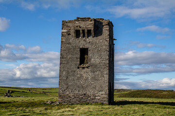 Abandoned signal tower on the edge of the seven heads cliffs, West Cork Ireland 