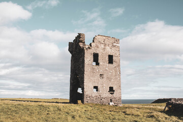 Abandoned signal tower on the edge of the seven heads cliffs, West Cork Ireland 