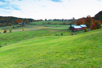landscape of farmland in autumn season