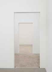 An interior view of an empty art gallery

