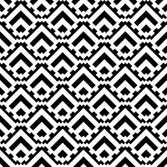 Seamless pattern. Curves, forms illustration. Chevrons, figures ornament. Brackets, shapes wallpaper. Geometric background. Folk motif. Textile print, web design, abstract backdrop. Vector artwork.
