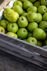 Birnen in Holzkiste