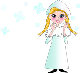 snow maiden girl new year Christmas cartoon