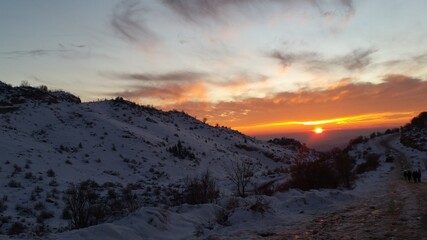 sunset in the mountains