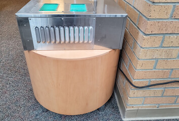 Hospital hi tech air purifier strategically placed in an effort to combat COVID 19 airborne germs.