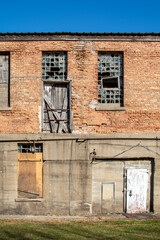 Fototapeta na wymiar Abandoned derelict old industrial area in Amboy, Illinois.