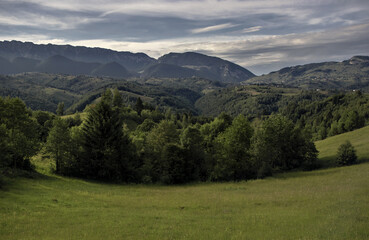 Fototapeta na wymiar valley between the mountains of romania