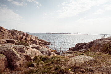 Fototapeta na wymiar Sunny Sweden Fjällbacka west coast spring fisher village