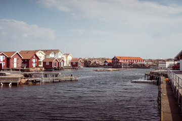 Naklejka premium Sunny Sweden Fjällbacka west coast spring fisher village