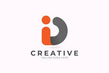 Letter I and D Logo, Geometric Shape rounded style isolated on white background, usable for branding and business logos, flat design logo template, vector illustration