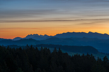 sunrise in the mountains in autumn