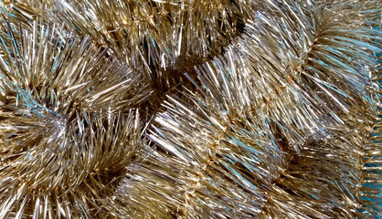 Background of gold long tinsel