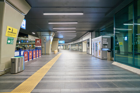ROME, ITALY - CIRCA NOVEMBER, 2017: Fiumicino International Airport "Leonardo da Vinci" in the night