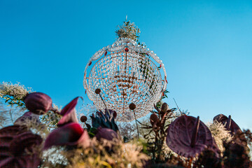Chandelier in the sky with flowers