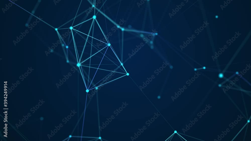 Poster Abstract background with motion lines and dots. Network connection structure. Data exchange. 3D seamless loop.