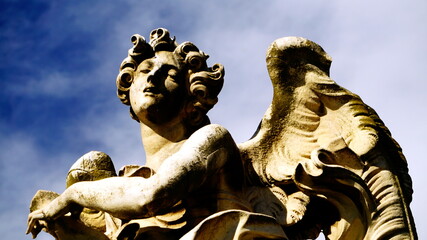 statue on the bridge of castel sant'angelo seen from below, made in 1669 by a pupil of Bernini,...