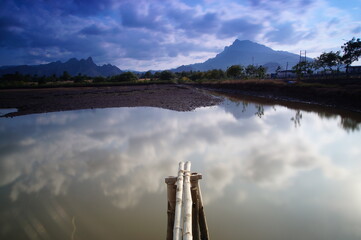 reflection of clouds over lake