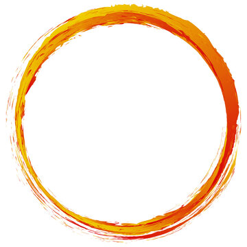 Orange, yellow grungy, grunge circle for blaze, burn, fire concepts. Vector design