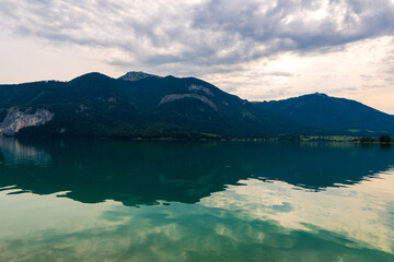 Wolfgangsee lake in Austria. Wolfgangsee is one of the best known lakes in the Salzkammergut resort region of Austria.